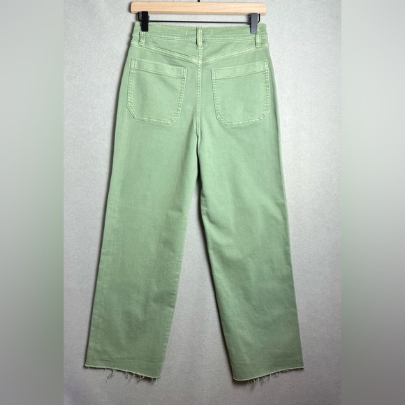 Eunina Women’s Dawn Super High Rise Wide Leg Crop in Green Olive size 27 - Picture 7 of 11